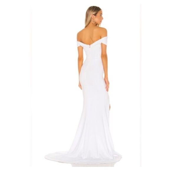 NWT Nookie Neptune White Off Shoulder Gown Dress Large Bridal Prom Formal - Picture 2 of 11